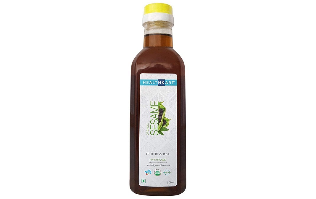 Healthkart Organic Sesame Cold Pressed Oil   Bottle  500 millilitre